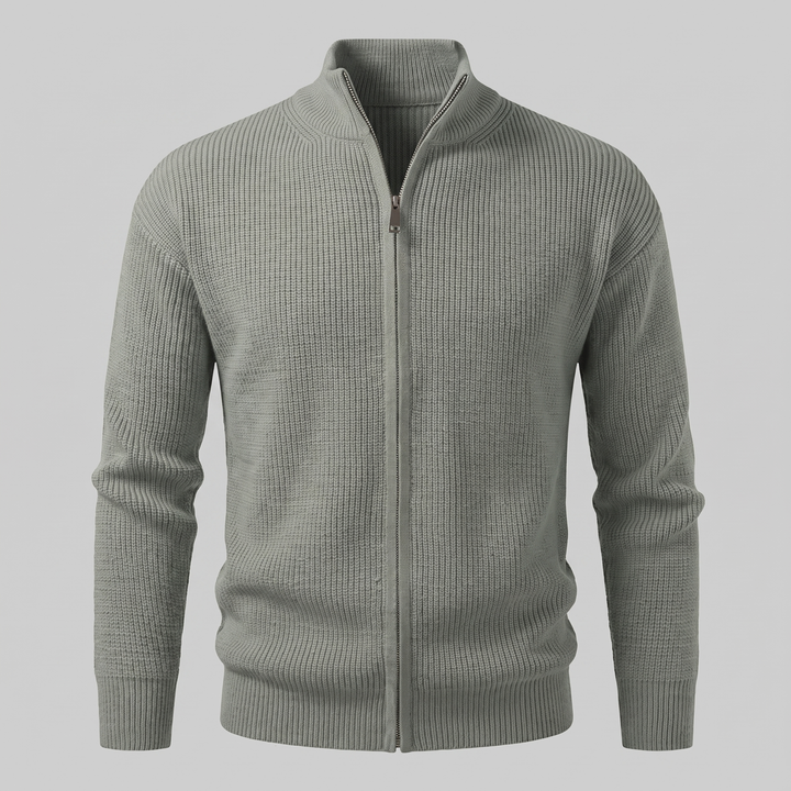 Men's Ribbed Full-Zip Knit Cardigan