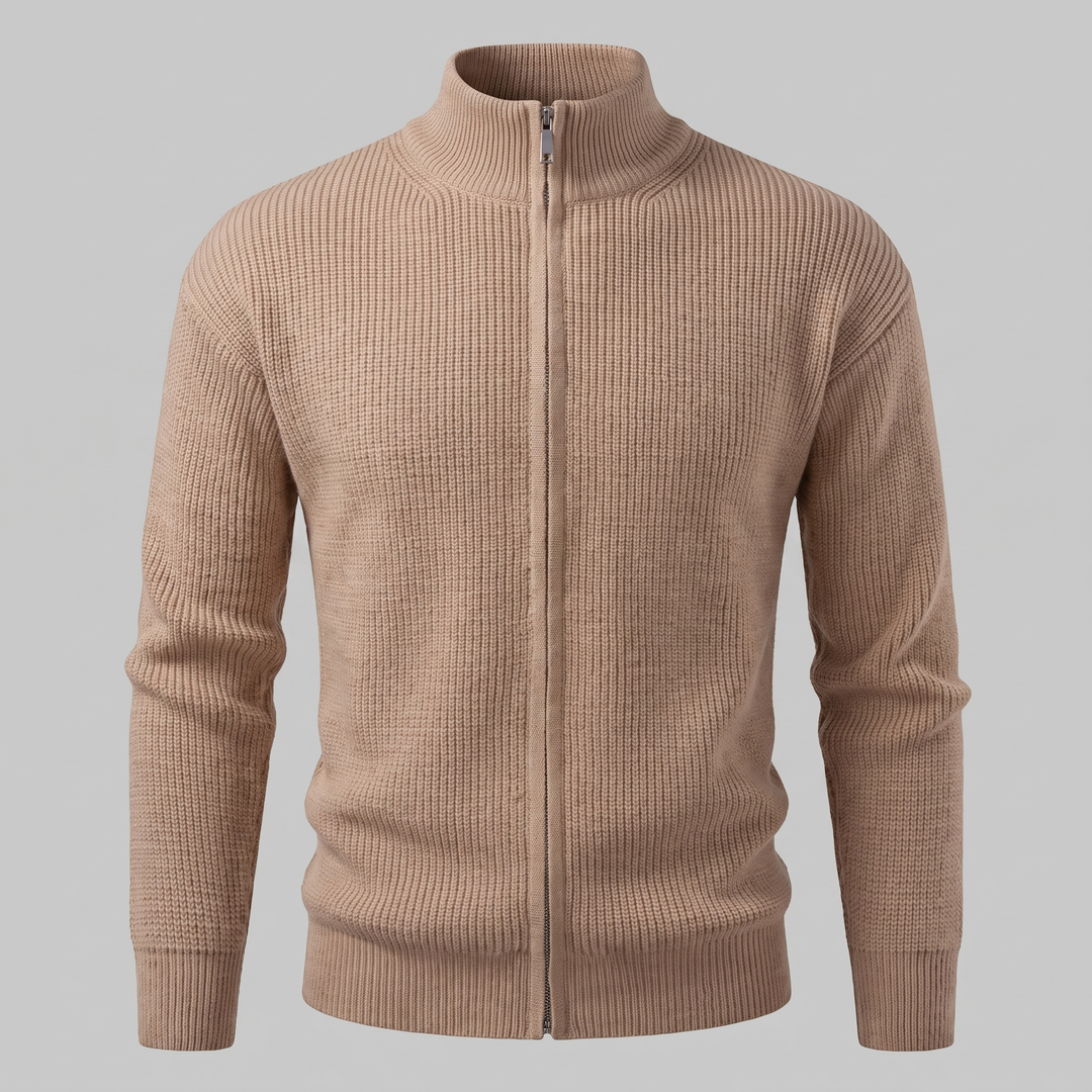 Men's Ribbed Full-Zip Knit Cardigan