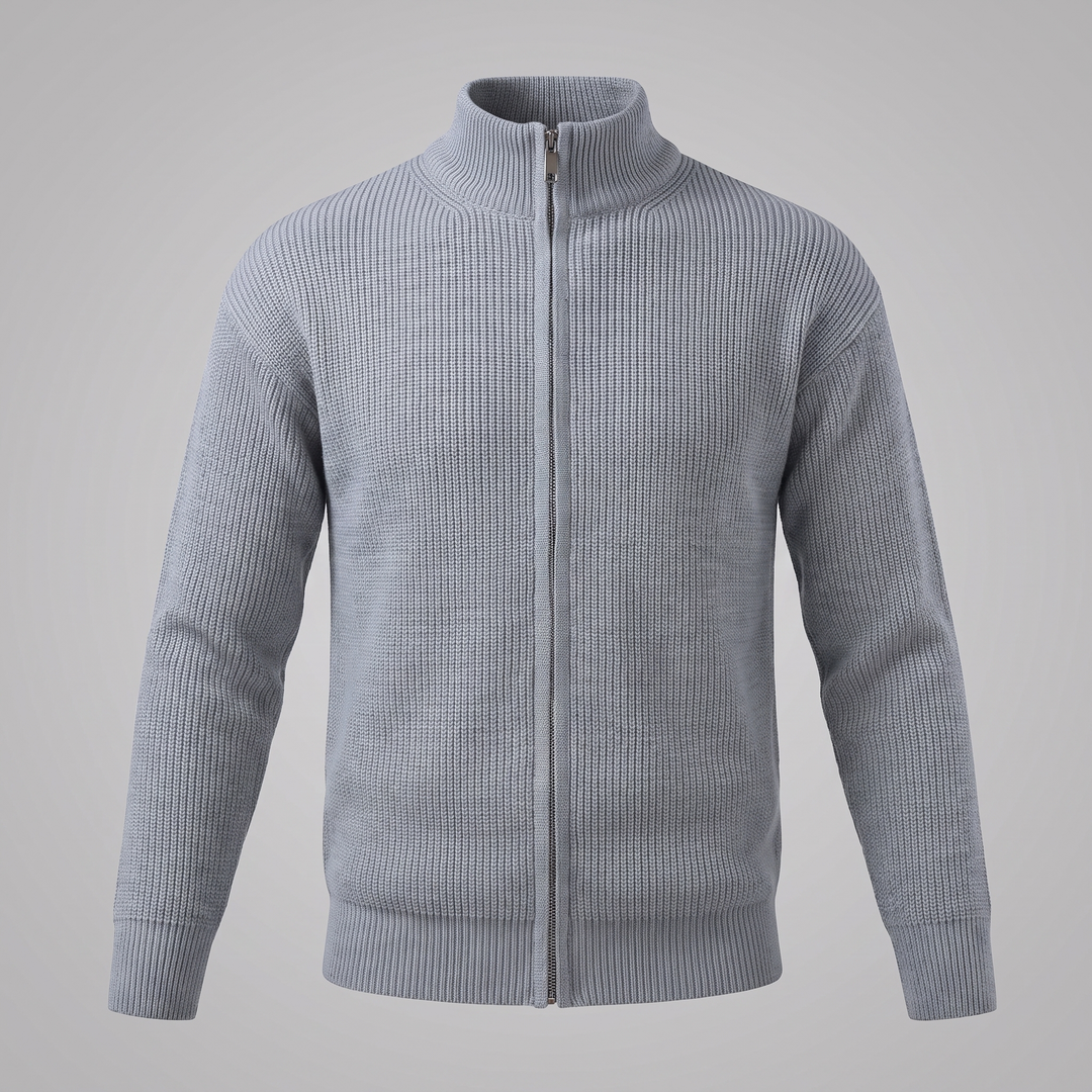 Men's Ribbed Full-Zip Knit Cardigan