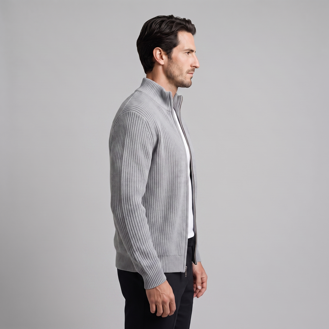 Men's Ribbed Full-Zip Knit Cardigan