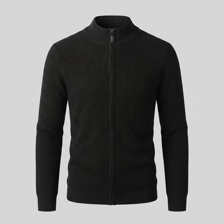 Men's Ribbed Wool Full-Zip Cardigan