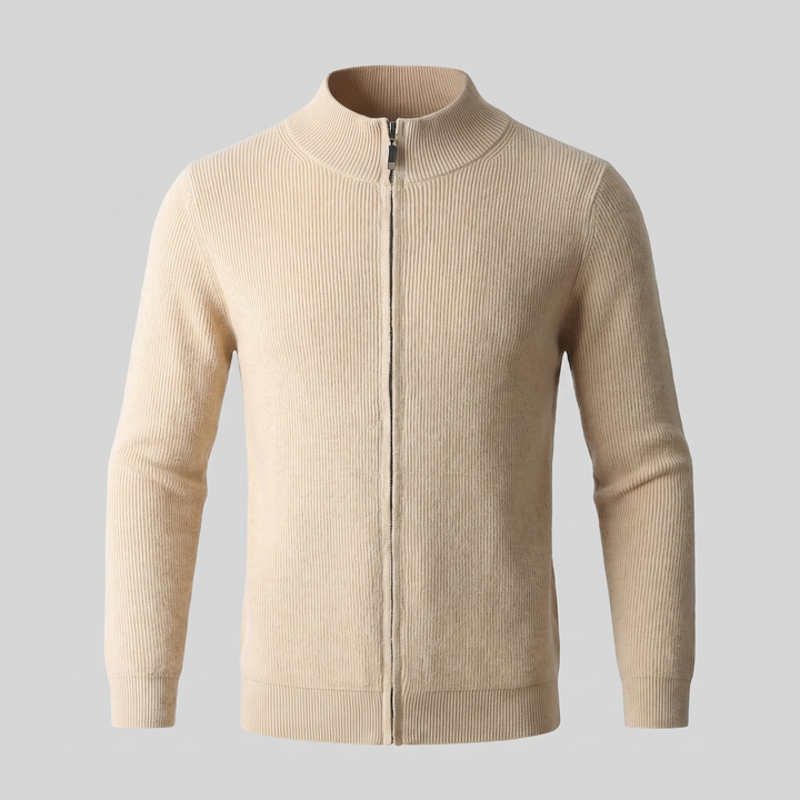 Men's Ribbed Wool Full-Zip Cardigan