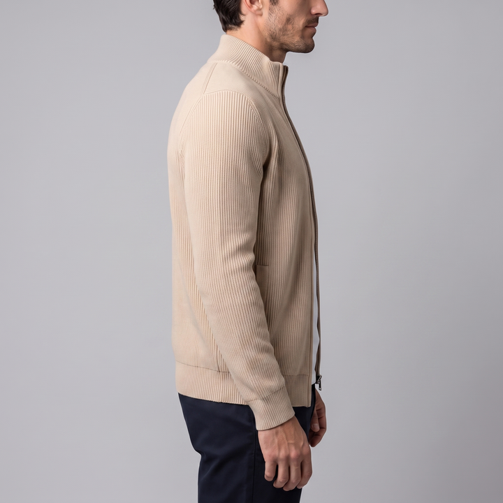 Men's Ribbed Wool Full-Zip Cardigan