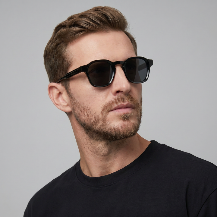 Men's Vintage Square Sunglasses with Dark Lenses