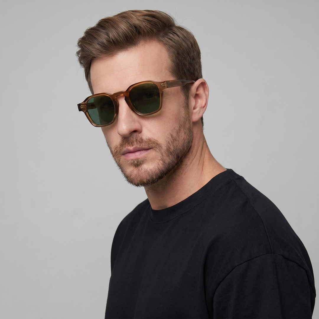 Men's Vintage Square Sunglasses with Dark Lenses