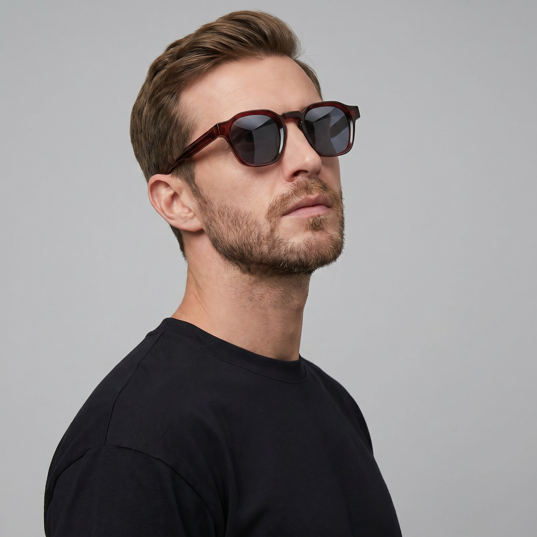 Men's Vintage Square Sunglasses with Dark Lenses