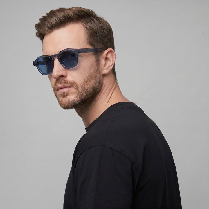 Men's Vintage Square Sunglasses with Dark Lenses