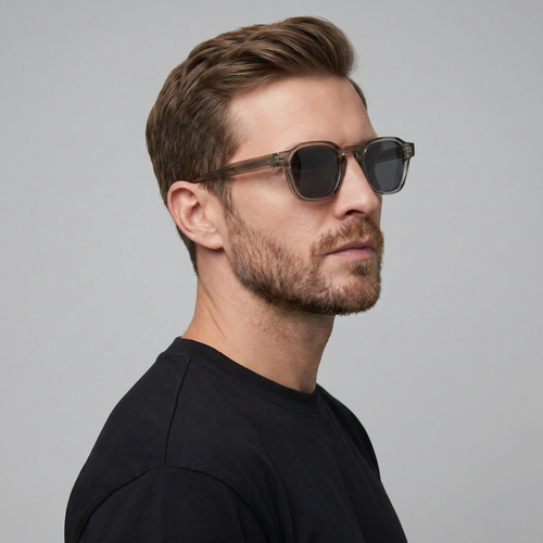 Men's Vintage Square Sunglasses with Dark Lenses