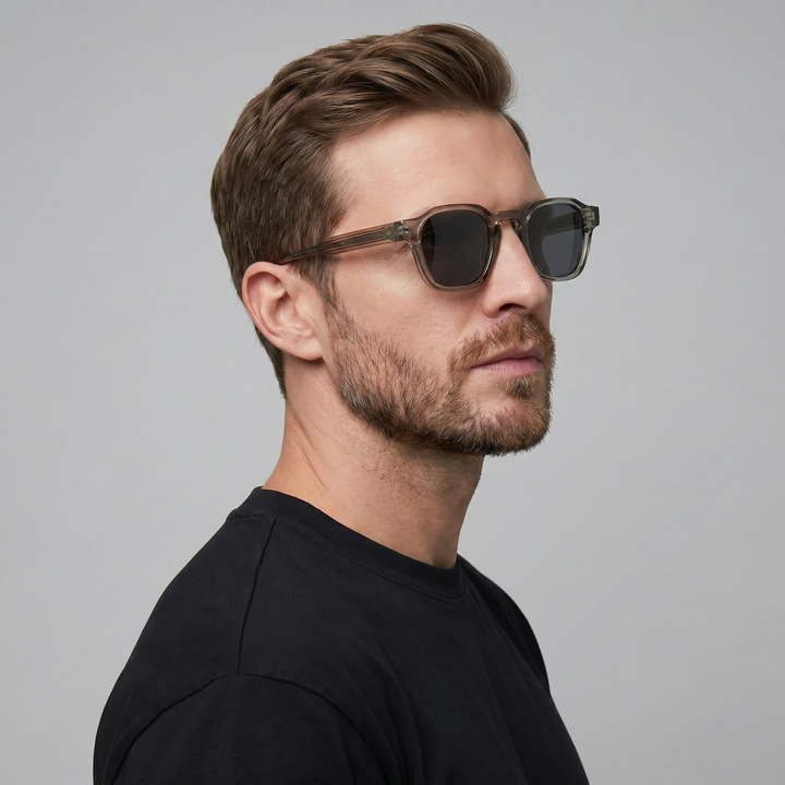 Men's Vintage Square Sunglasses with Dark Lenses