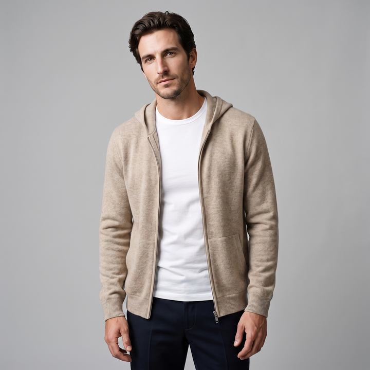 Men's Wool Full-Zip Knit Hooded Cardigan