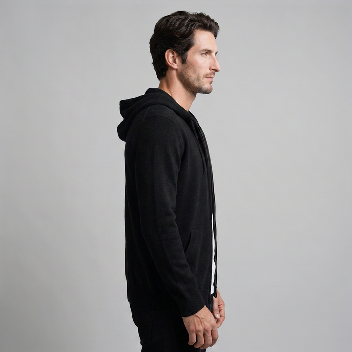 Men's Wool Full-Zip Knit Hooded Cardigan