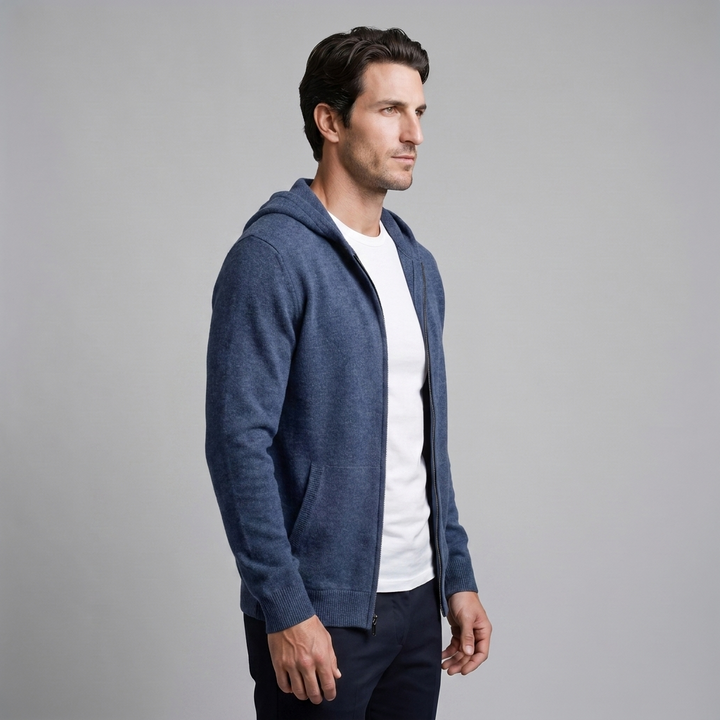 Men's Wool Full-Zip Knit Hooded Cardigan