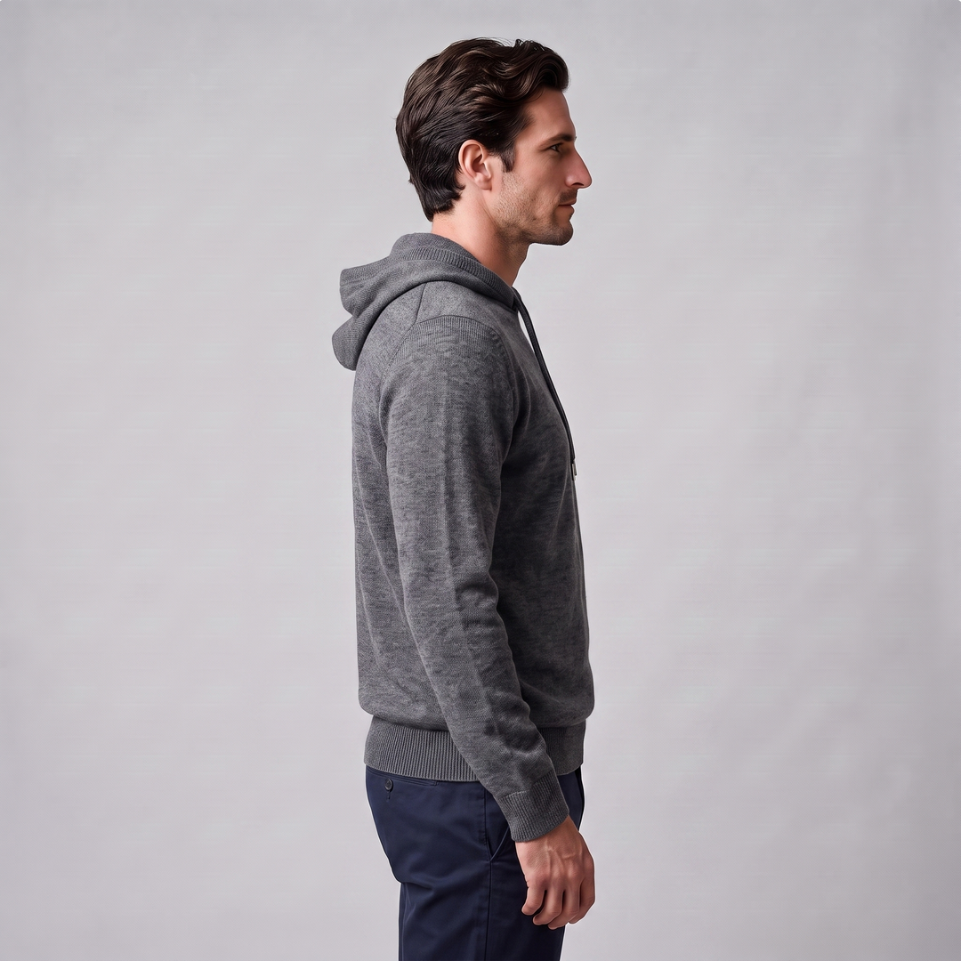 Men's Wool Knit Drawstring Hoodie