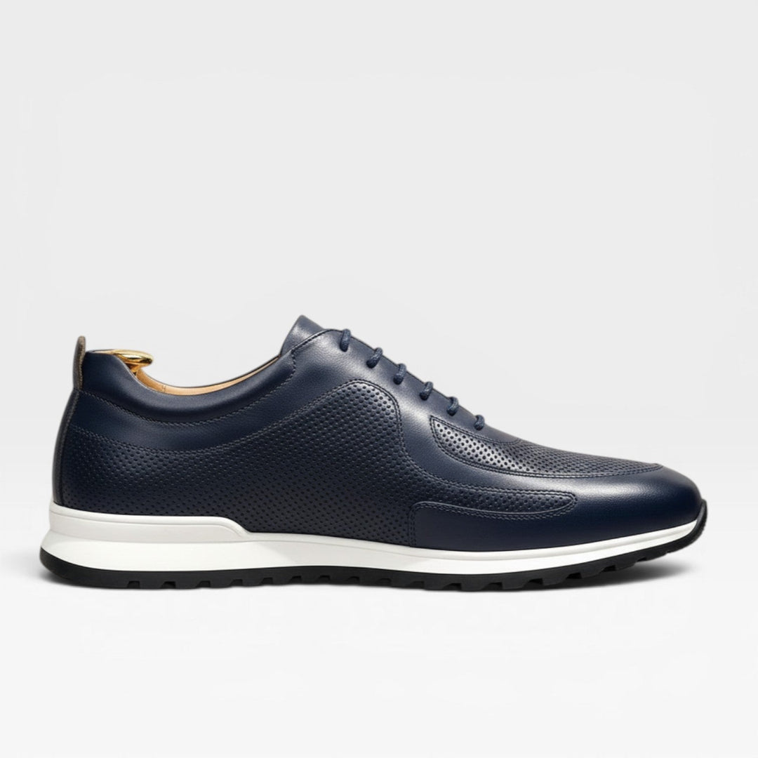Men's Genuine Leather Trainers – Classic Lace Up Smart Casual Sneakers