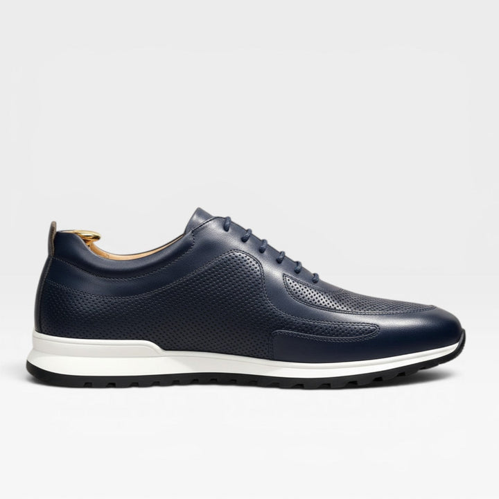 Men's Genuine Leather Trainers – Classic Lace Up Smart Casual Sneakers