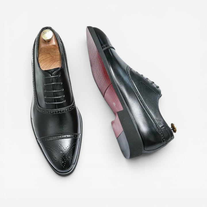 Men's Brogue Oxford Shoes – Classic Leather Lace Up Cap Toe Dress Shoes