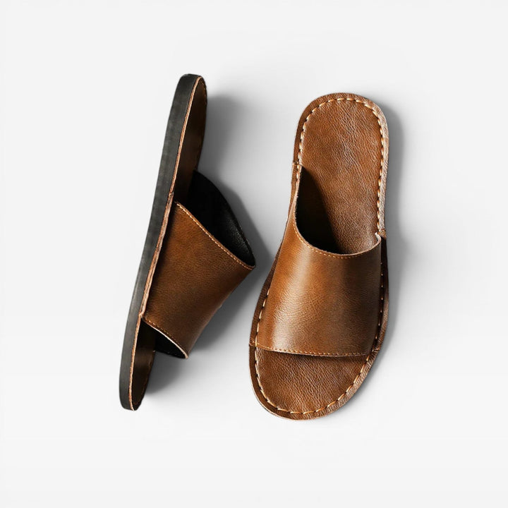Men's Cow Suede Slide Sandals – Handstitched Slip On for Everyday Comfort