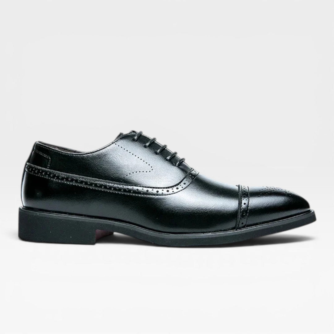 Men's Brogue Oxford Shoes – Classic Leather Lace Up Cap Toe Dress Shoes