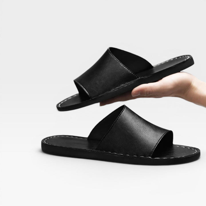 Men's Cow Suede Slide Sandals – Handstitched Slip On for Everyday Comfort