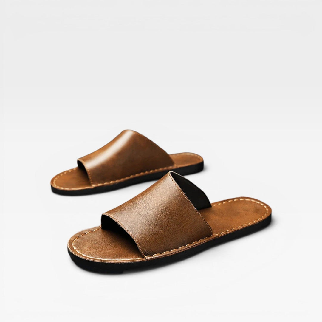 Men's Cow Suede Slide Sandals – Handstitched Slip On for Everyday Comfort