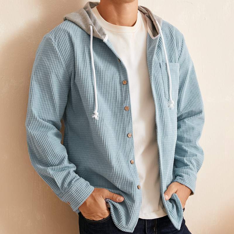 Men's Corduroy Overshirt Relaxed Fit Hooded Jacket