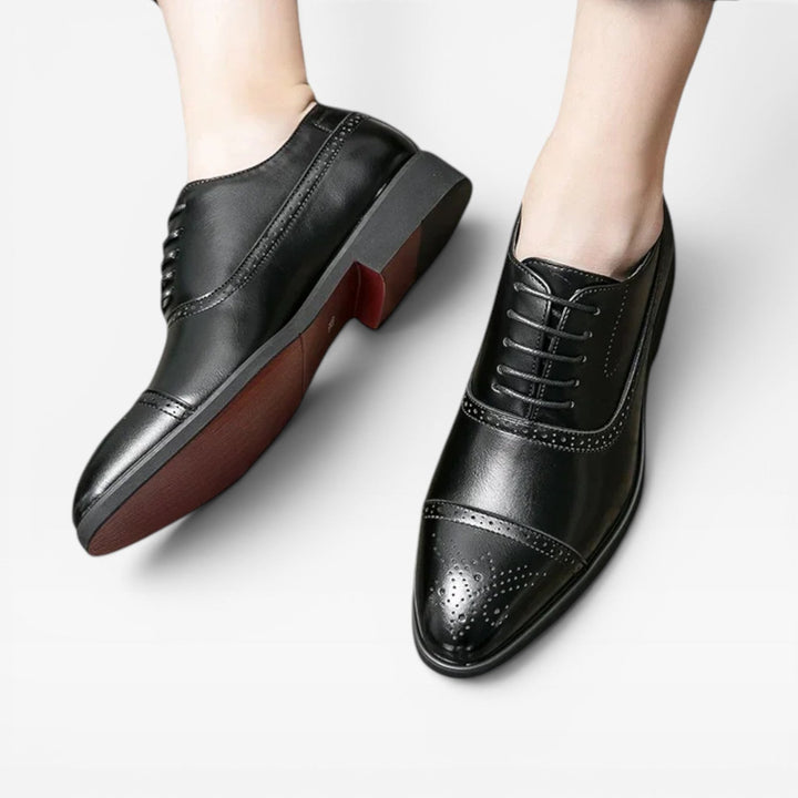 Men's Brogue Oxford Shoes – Classic Leather Lace Up Cap Toe Dress Shoes