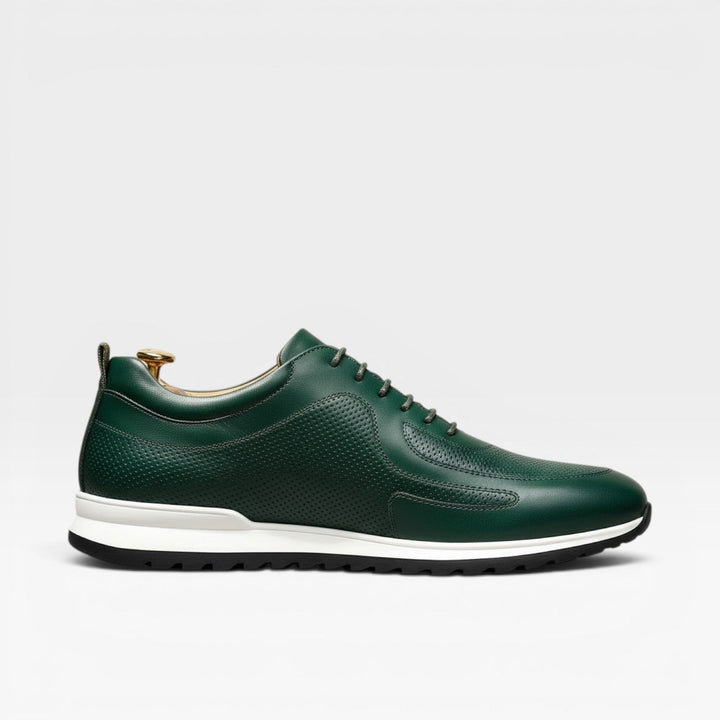 Men's Genuine Leather Trainers – Classic Lace Up Smart Casual Sneakers
