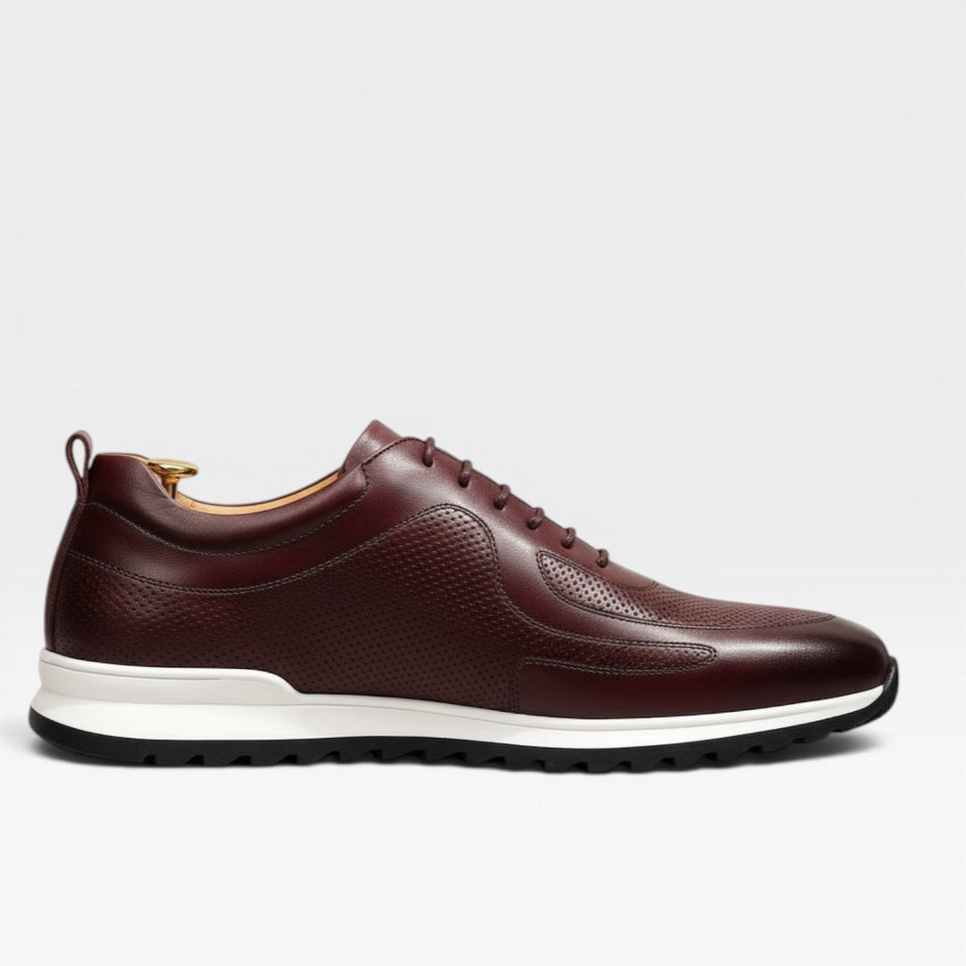 Men's Genuine Leather Trainers – Classic Lace Up Smart Casual Sneakers