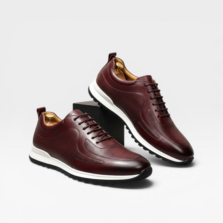 Men's Genuine Leather Trainers – Classic Lace Up Smart Casual Sneakers
