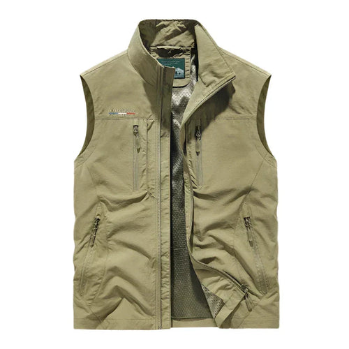 Men’s Outdoor Vest Hiking Travel Lightweight Utility Zipper Pockets Jacket