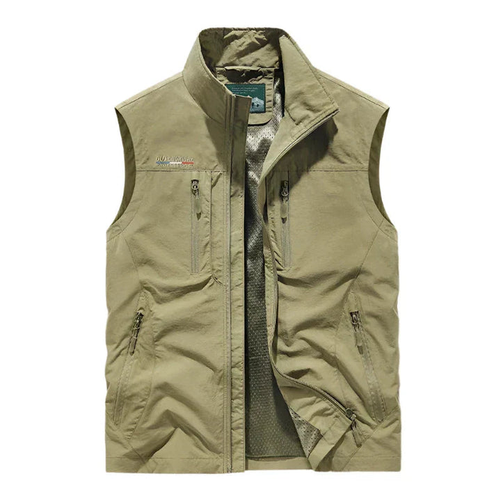 Men’s Outdoor Vest Hiking Travel Lightweight Utility Zipper Pockets Jacket