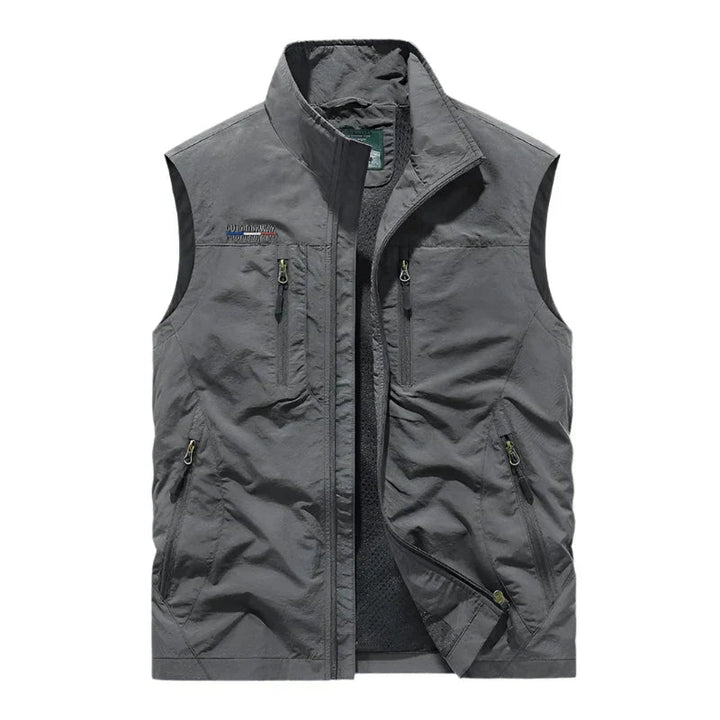 Men’s Outdoor Vest Hiking Travel Lightweight Utility Zipper Pockets Jacket