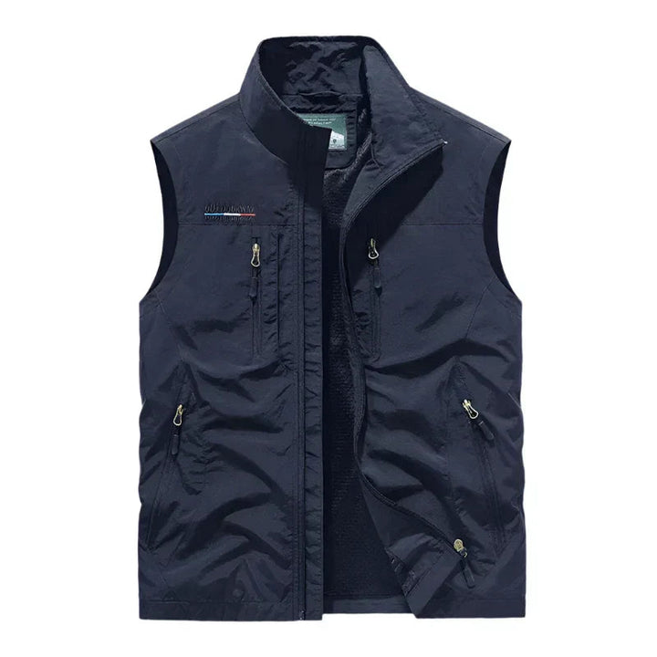 Men’s Outdoor Vest Hiking Travel Lightweight Utility Zipper Pockets Jacket