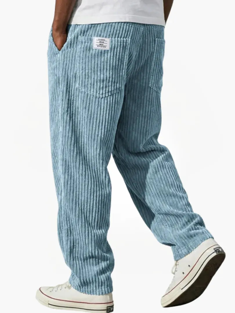 Men’s Casual Stripe Pants Relaxed Fit Drawstring Waist Everyday Trousers
