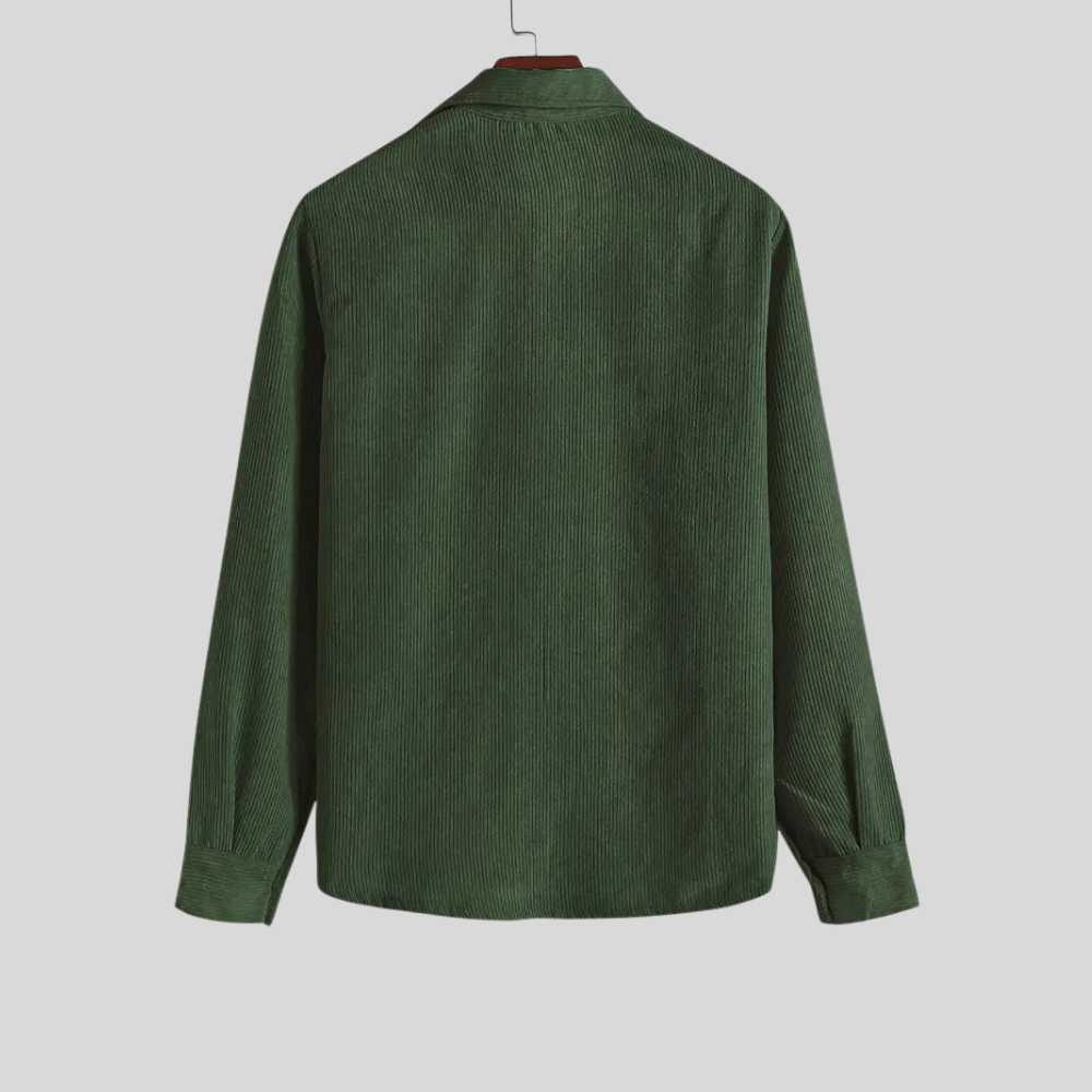 Men’s Long Sleeve Polo Shirt Casual Collared Button Front Pocket Top