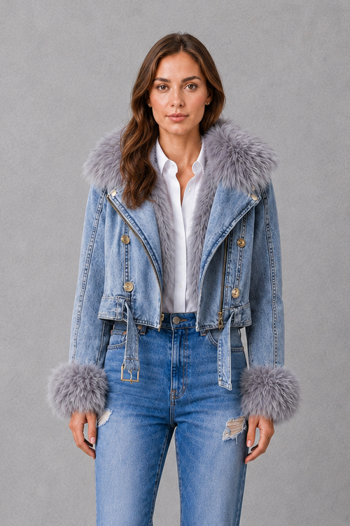 Women’s Faux Fur Zip Jacket – Plush Collared Winter Coat