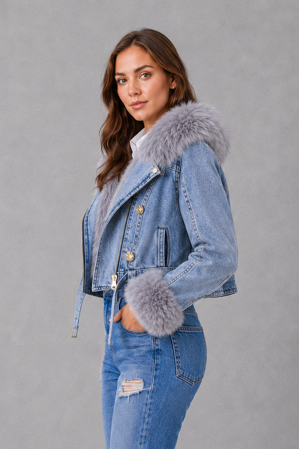 Women’s Faux Fur Zip Jacket – Plush Collared Winter Coat