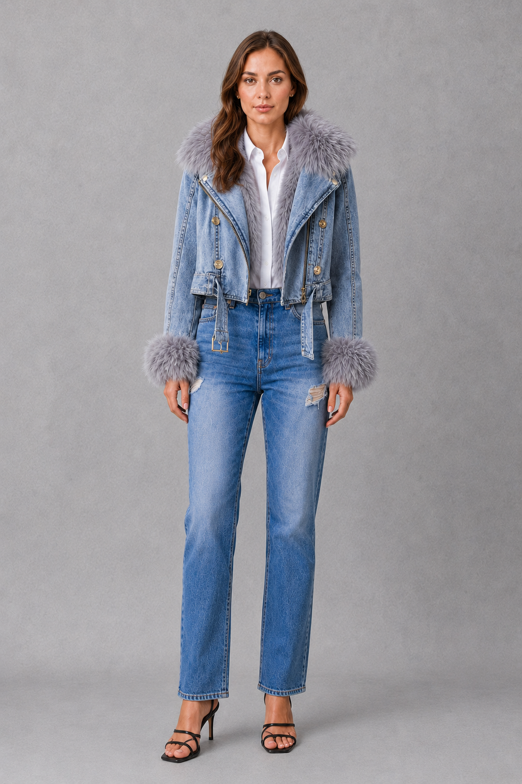 Women’s Faux Fur Zip Jacket – Plush Collared Winter Coat