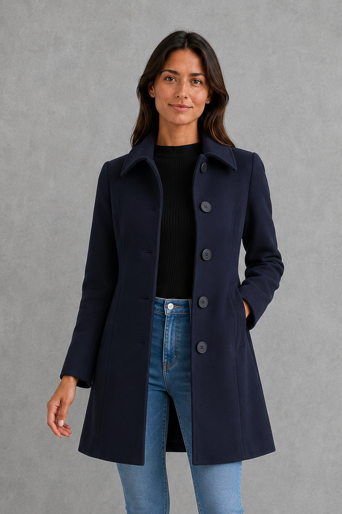 Women’s Fit & Flare Trench Coat – Tailored Button Front Jacket