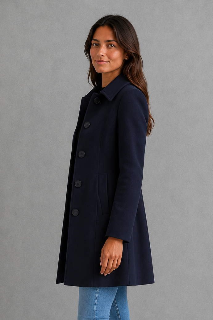 Women’s Fit & Flare Trench Coat – Tailored Button Front Jacket