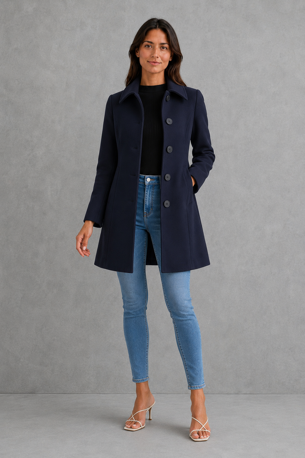 Women’s Fit & Flare Trench Coat – Tailored Button Front Jacket