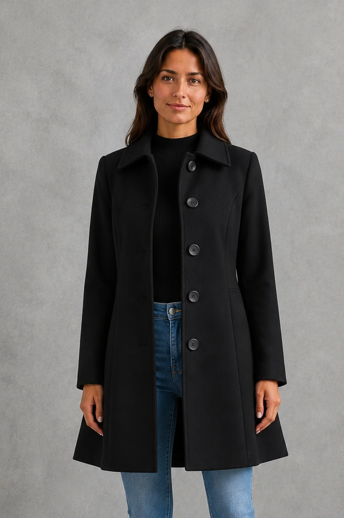 Women’s Fit & Flare Trench Coat – Tailored Button Front Jacket