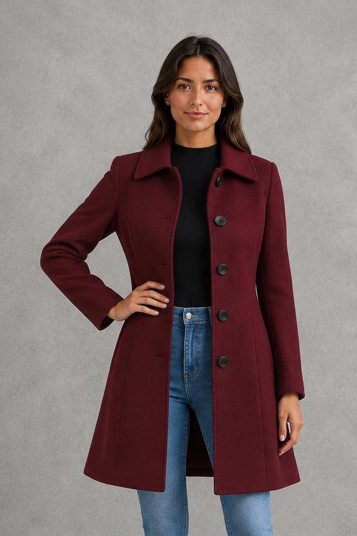 Women’s Fit & Flare Trench Coat – Tailored Button Front Jacket