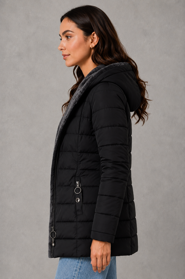 Women’s Hooded Winter Coat – Plush Lined Elegant Long Jacket