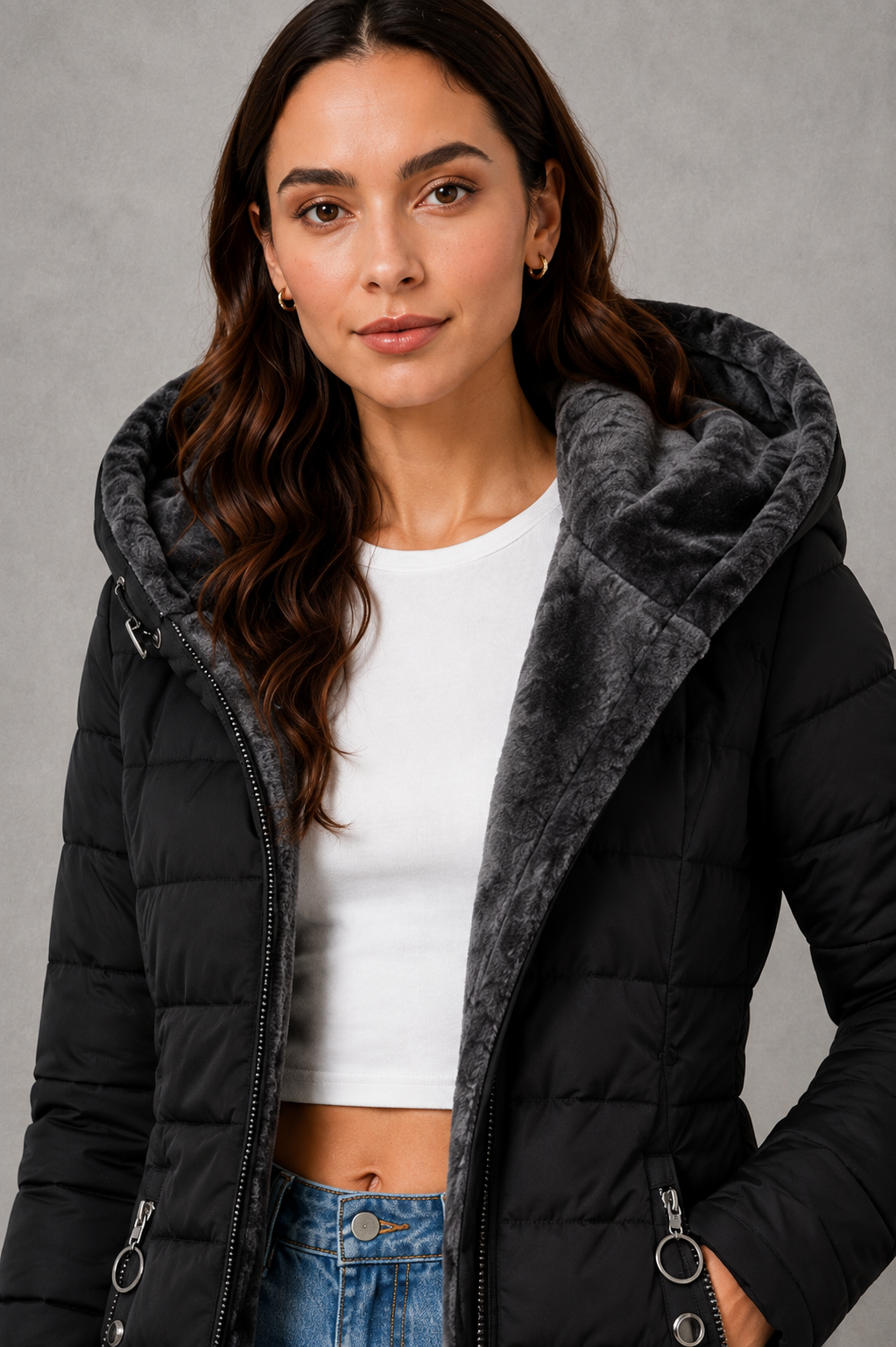 Women’s Hooded Winter Coat – Plush Lined Elegant Long Jacket