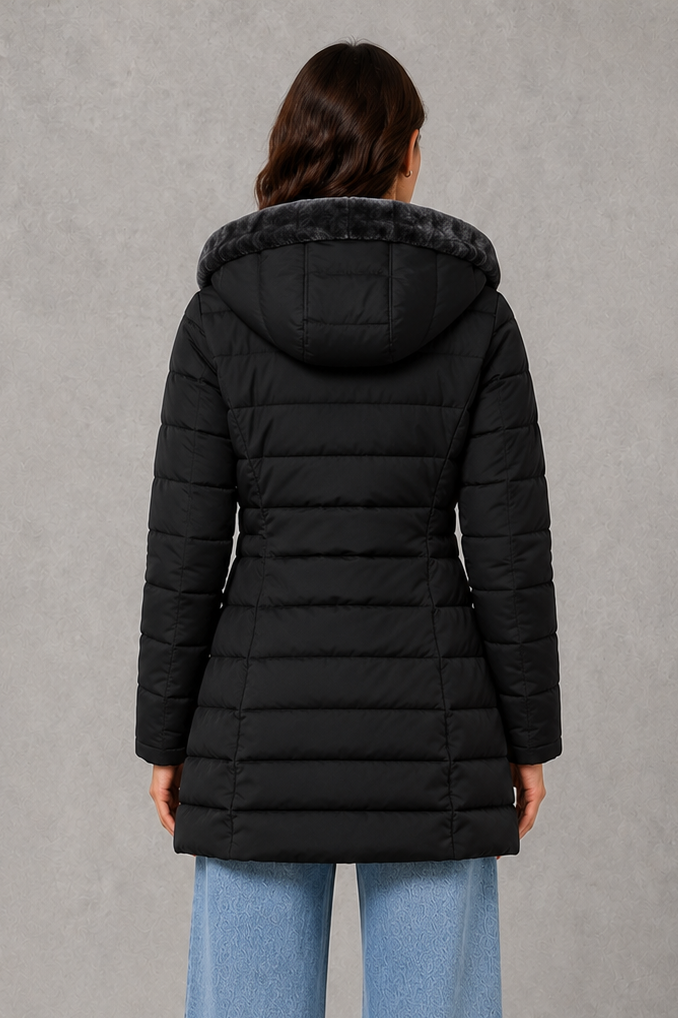 Women’s Hooded Winter Coat – Plush Lined Elegant Long Jacket