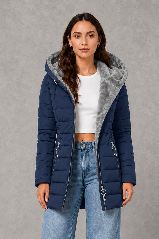 Women’s Hooded Winter Coat – Plush Lined Elegant Long Jacket