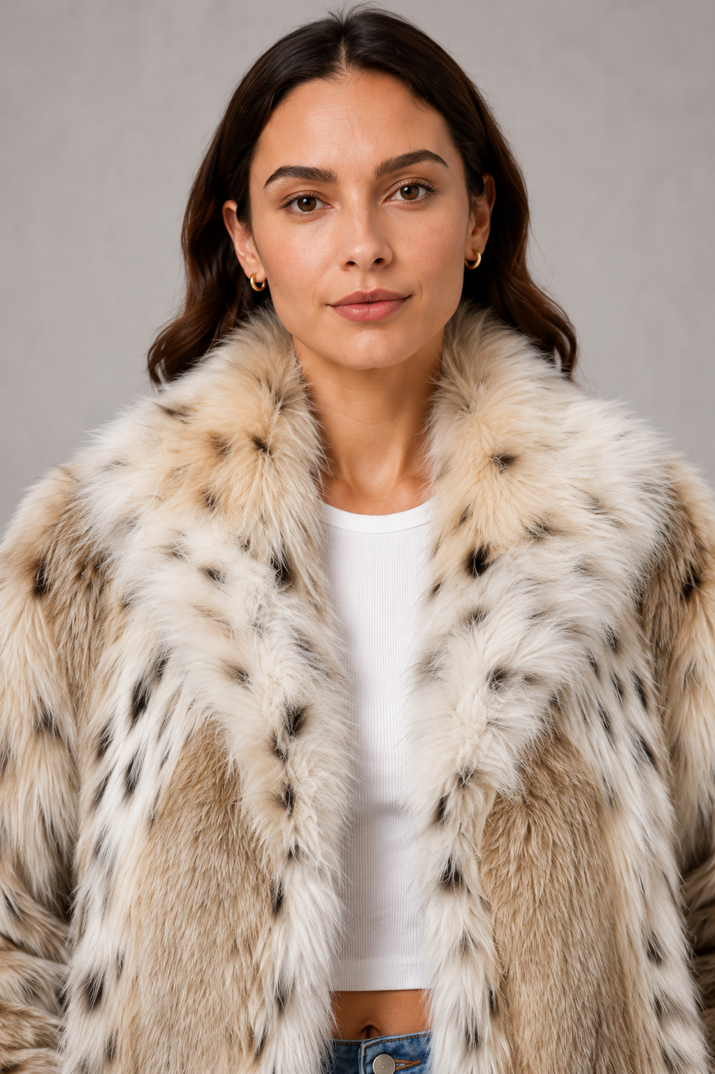 Women’s Leopard Print Faux Fur Jacket – Oversized Plush Winter Coat