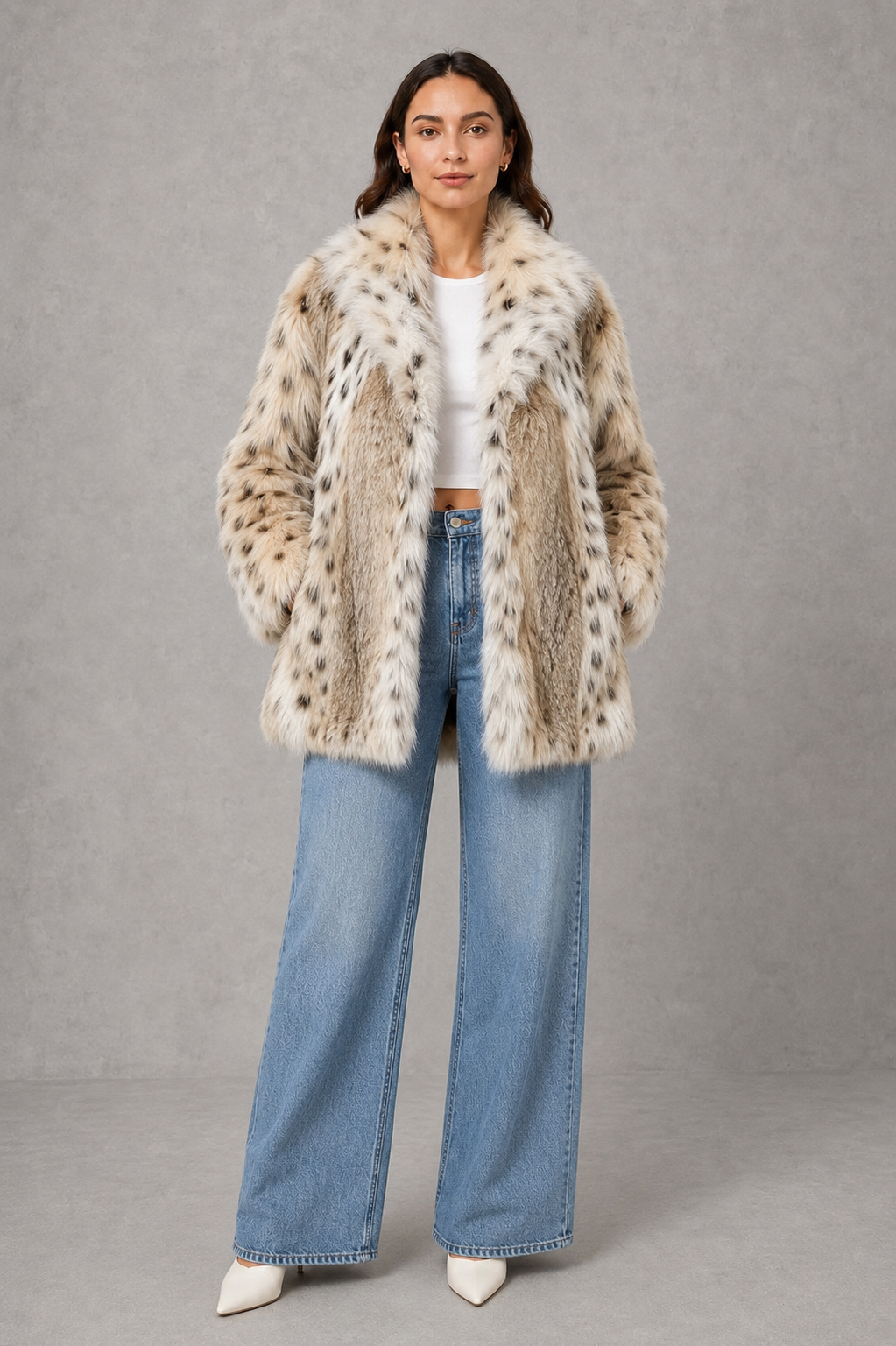 Women’s Leopard Print Faux Fur Jacket – Oversized Plush Winter Coat