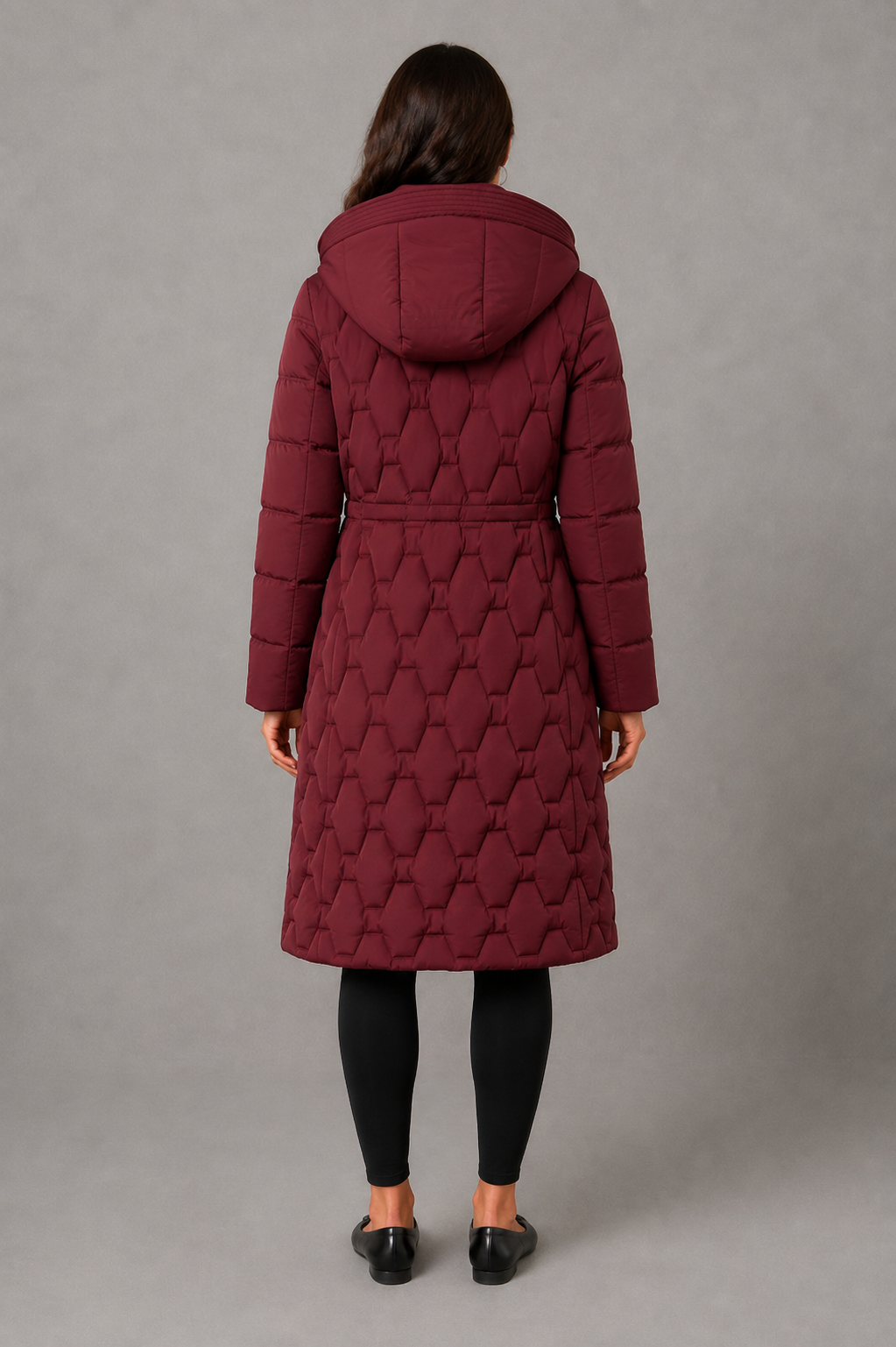 Women’s Longline Hooded Puffer Jacket – Waterproof & Windproof Winter Coat